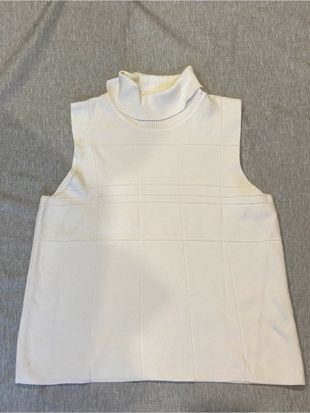Christopher & Banks Ivory Ribbed Sleeveless Turtleneck